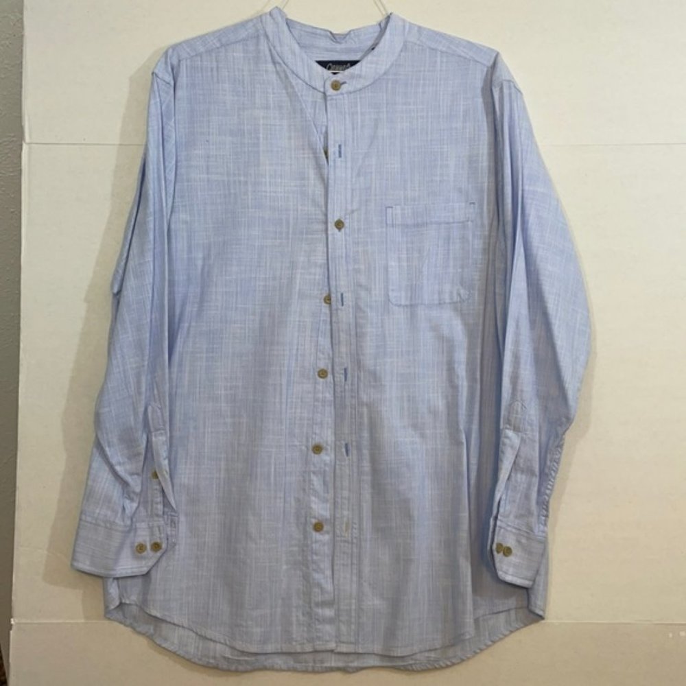 Roundtree & Yorke Mens Shirt, Mandarin Collar, Chest Pocket, Cotton, X-Large